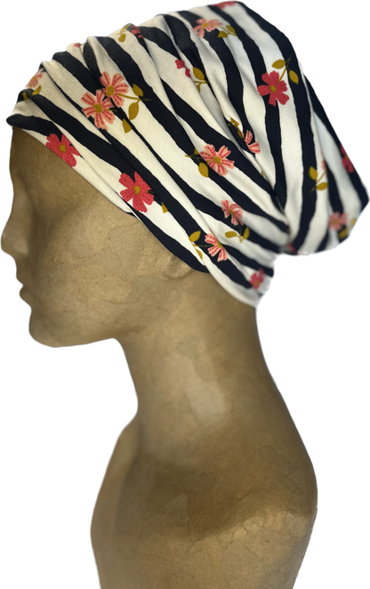 Buff - Flowers on stripes