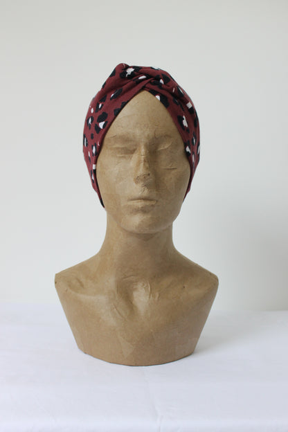 Headband - Dark Red leopard