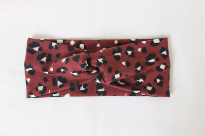 Headband - Dark Red leopard